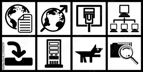  a set of black web icons