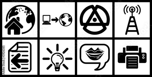 a set of black web icons