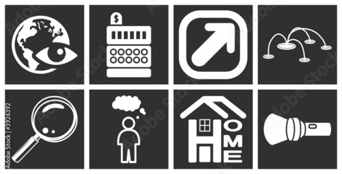 a set of white web icons