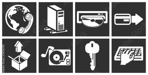 a set of white web icons