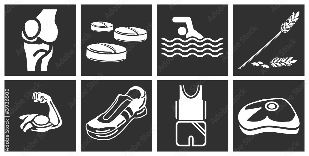  icons or design elements relating to health and fitness