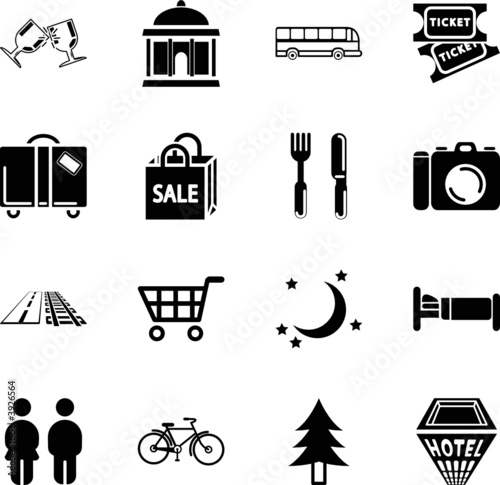  Tourist locations icon set