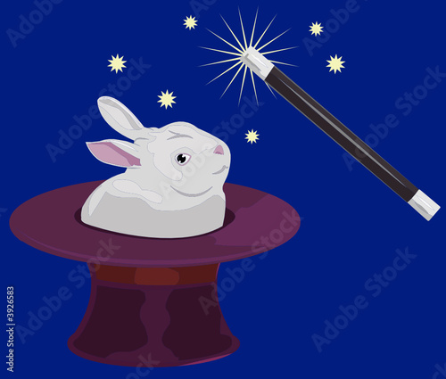 rabbit appearing out of a tophat