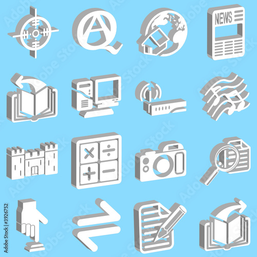 3d white web icons