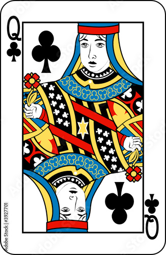 Queen of clubs from deck of playing cards