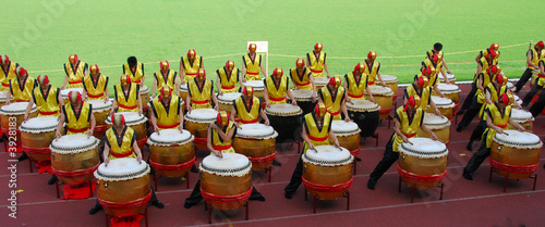 chinese drum troop  in formation