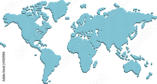 A world map made up of 3d pillars.