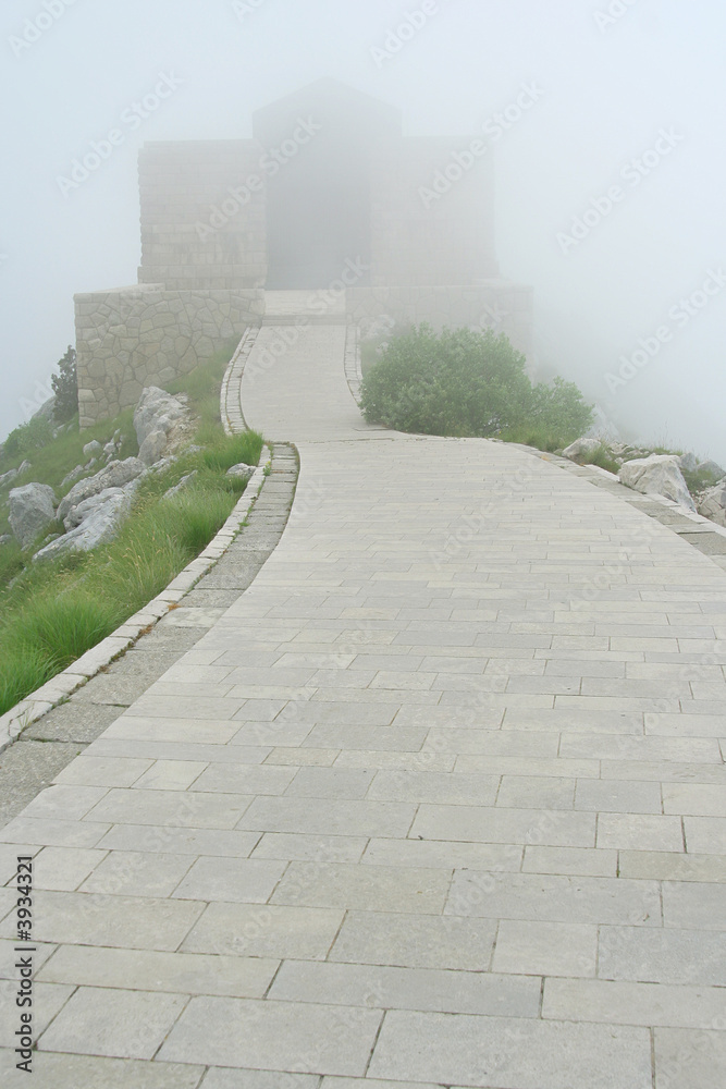 Top of the Lovcen mountain on very fogy day Top of the Lovcen mountain on very fogy day