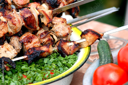 barbecue and vegetables