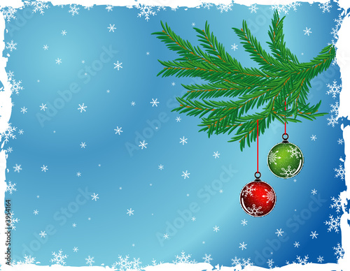 Grunge christmas background with baubles, vector