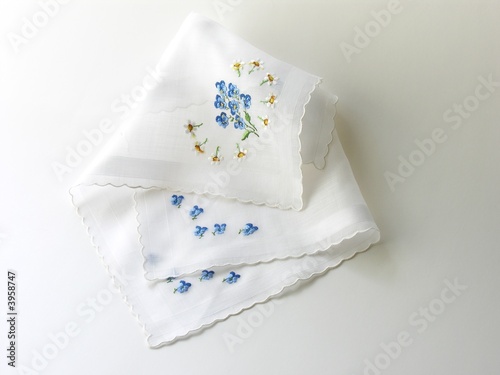 Leinwand Poster batist handkerchiefs with embroideries
