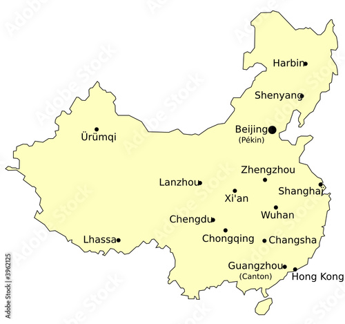 Carte de Chine avec villes