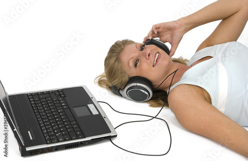Woman hears music.