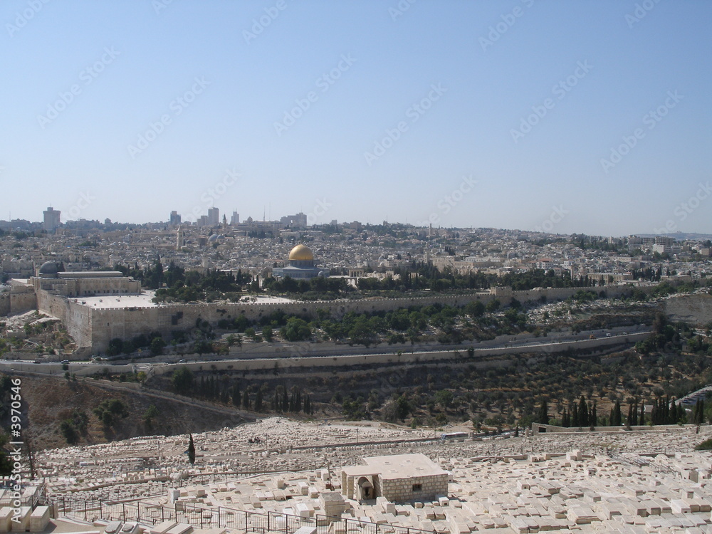 View on temple rock and Jewish cemetery Jerusalem