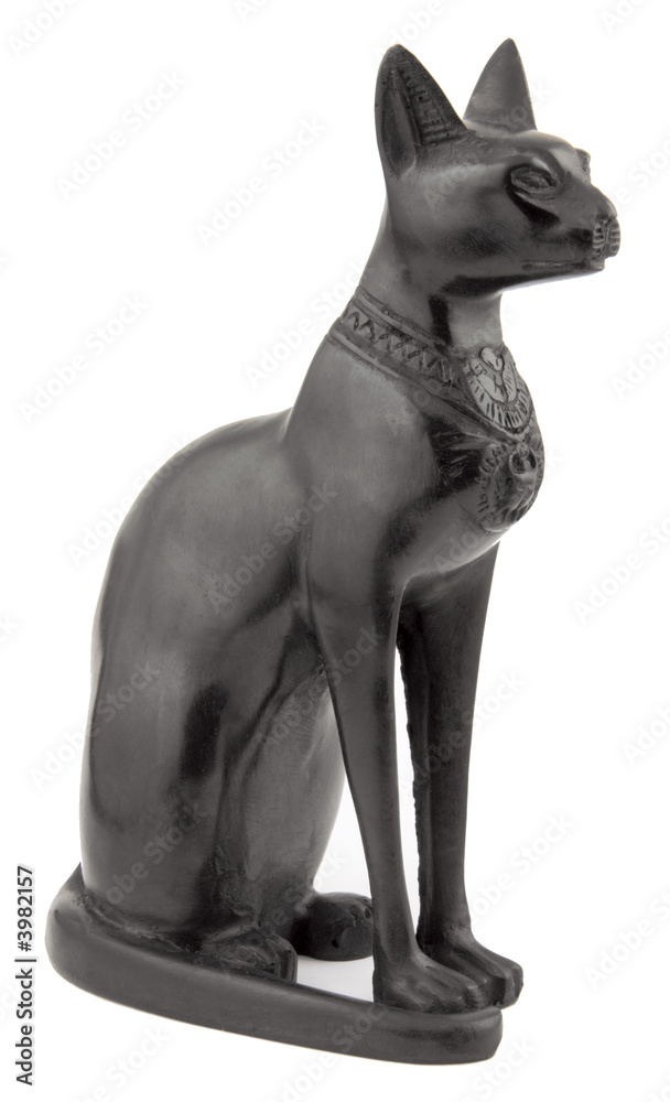 Black statuette of the cat isolated