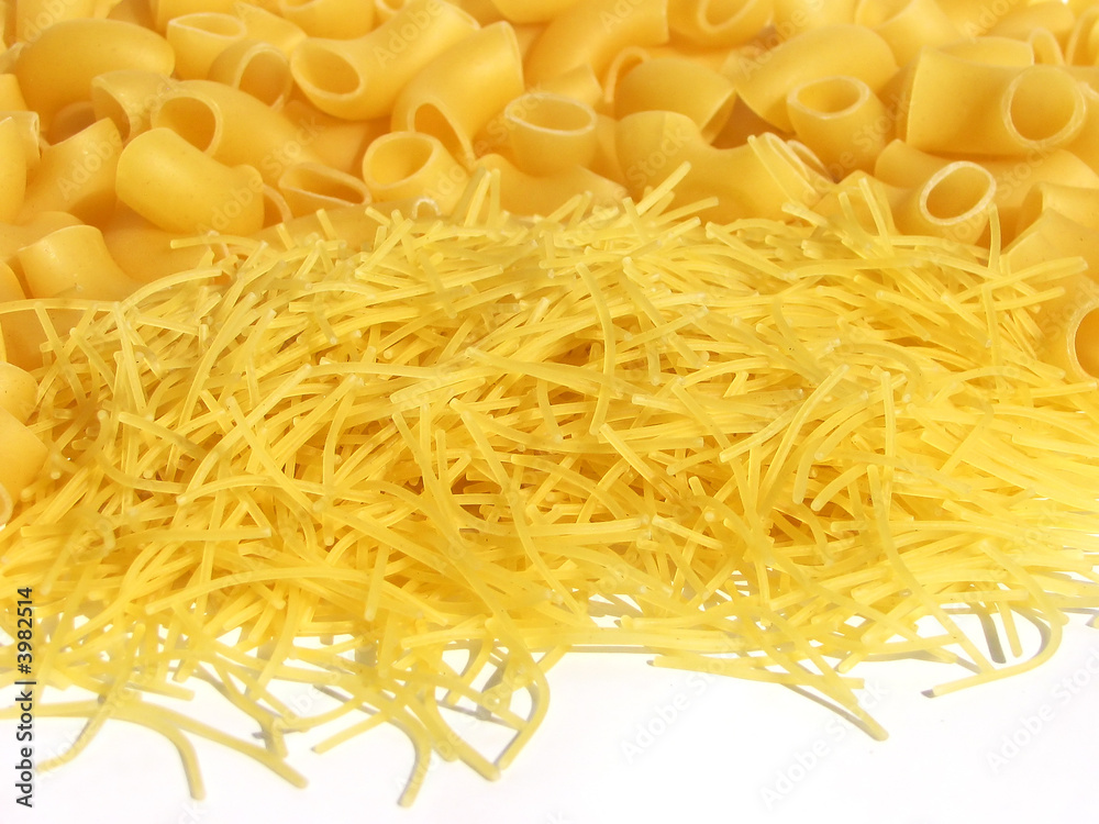 Macro of uncooked macaroni pasta background