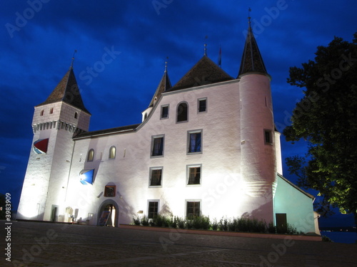 Nyon (Swiss) castle view at dusk
