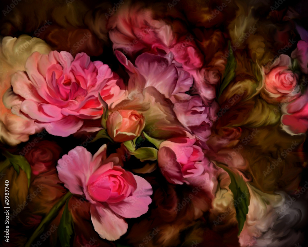 Obraz róże w baroku