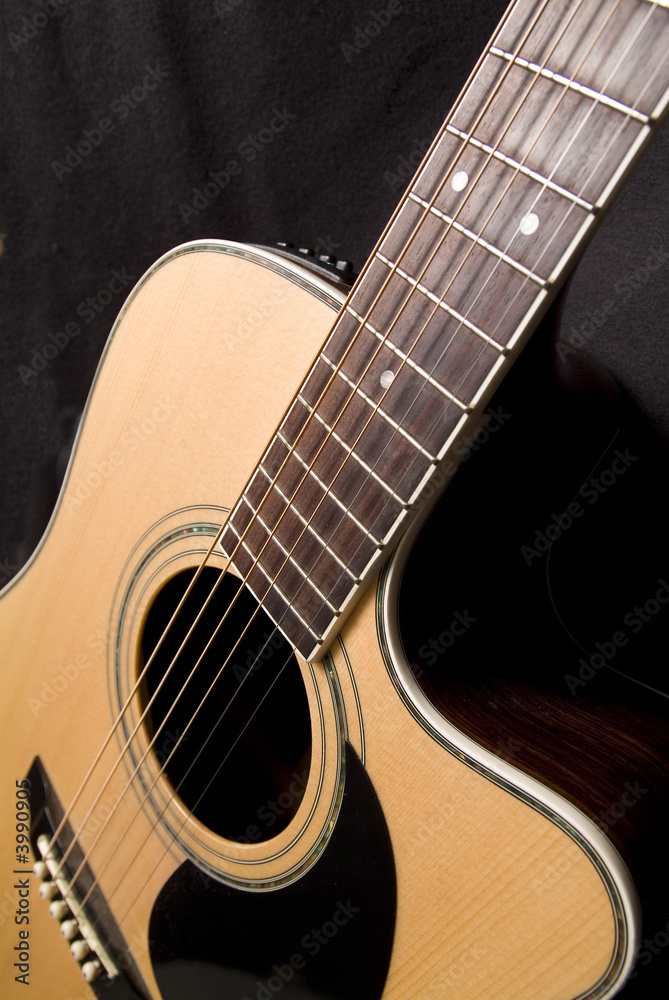 Front of acoustic guitar with cut away Front of acoustic guitar with cut away