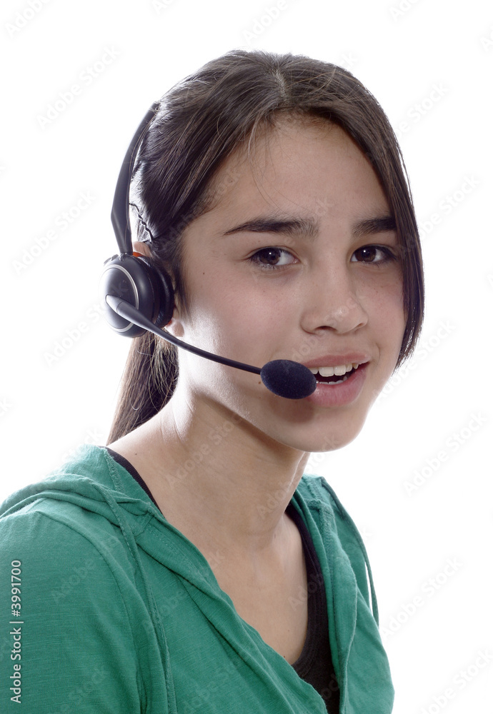 A friendly secretary/telephone operator at a call-center A friendly secretary/telephone operator at a call-center
