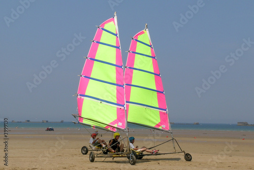 Sand yachting on Normandie beach