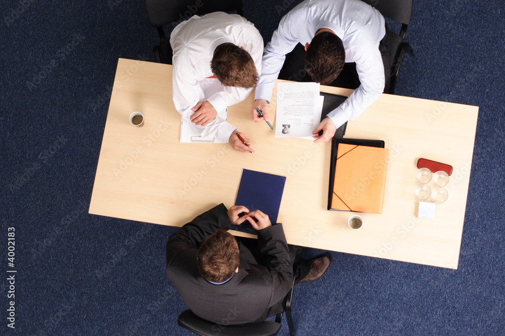 Obraz na plátně men reading resume - job interview