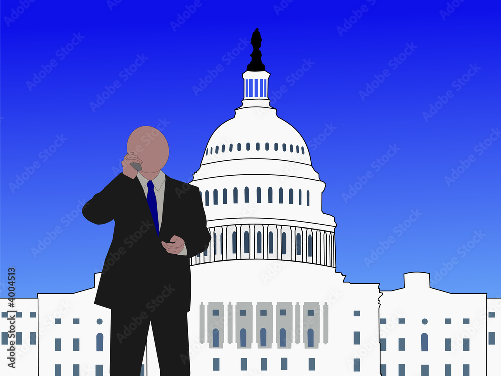 Φωτογραφία Senator on phone outside us capitol