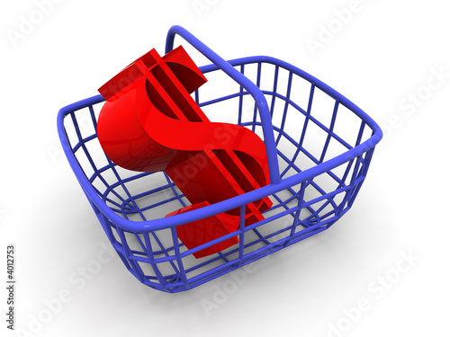 Consumer basket with dollar photo