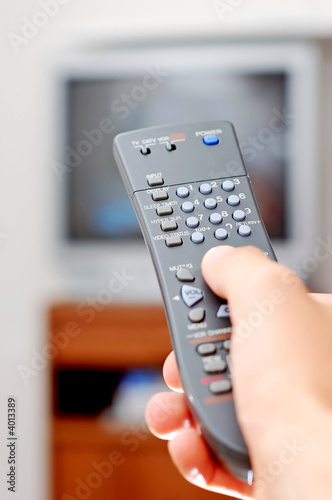 Photo of a TV remote control.