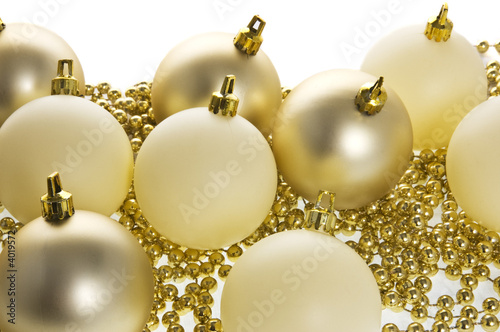 Gold and cream globes, baubles and beads