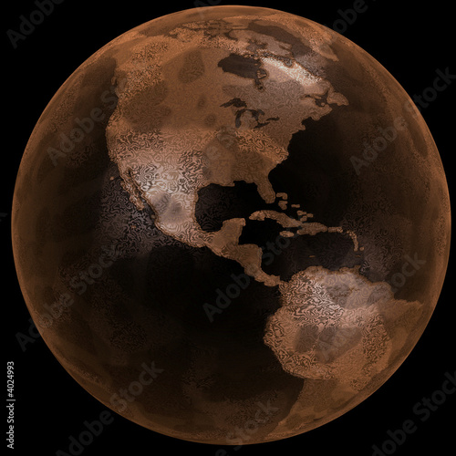Fototapeta Naklejka Na Ścianę i Meble -  Textured Red Planet Earth on Black