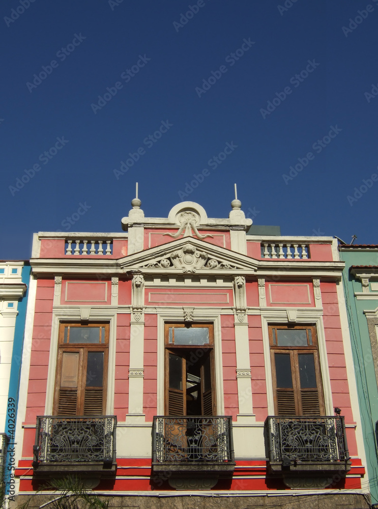 Historical house façade balcony