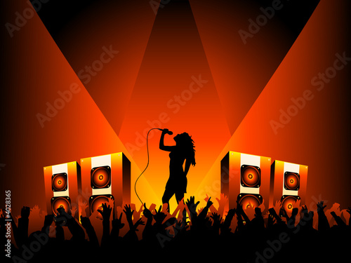 Female singer with crowd