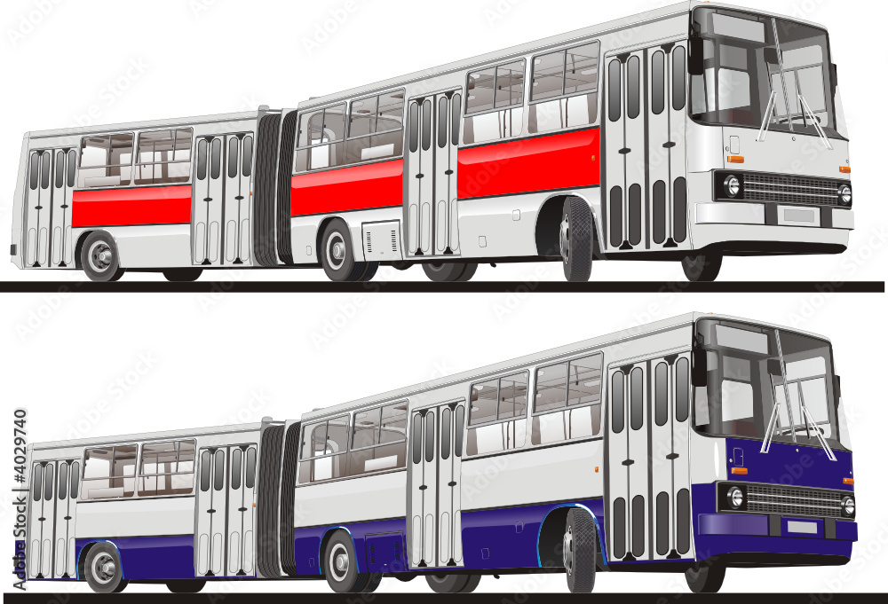 Vector City Bus Articulated, Isolated