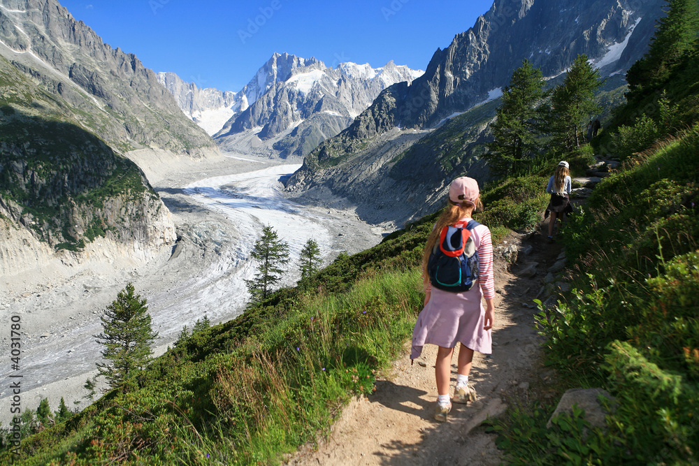 Naklejka premium Randonnée sur la mer de glace