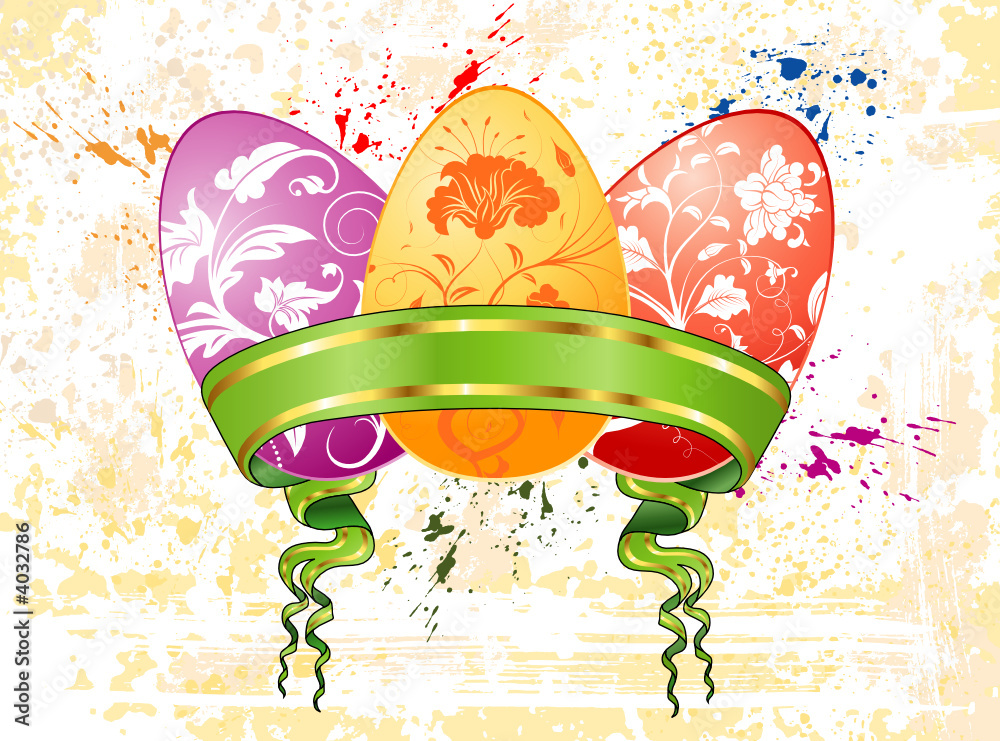 Easter background with eggs, vector illustration