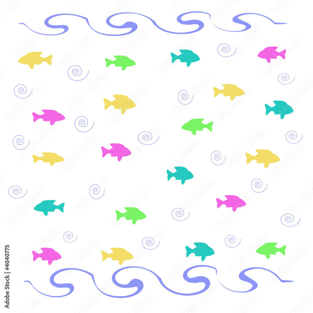 fish and swirls illustrated fish and swirls illustrated