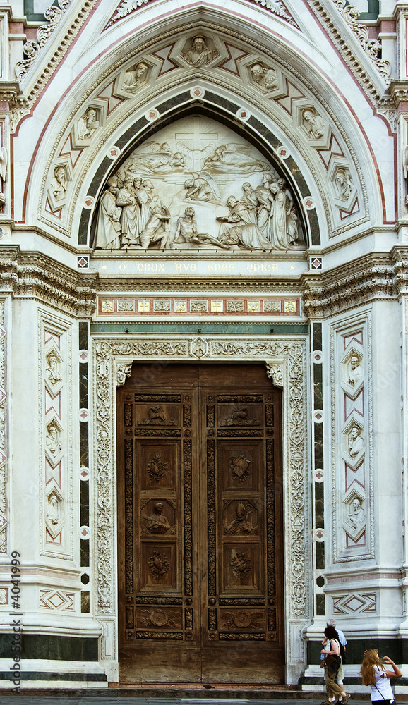 Gate of Santa Croce church in Florence. Italy.