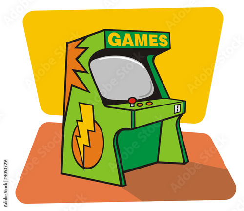 Vector drawing of a retro game coin console