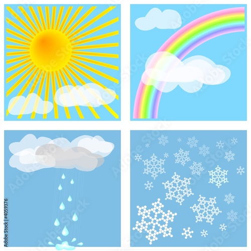 Four weather types for decoration, weather forecasts, etc.