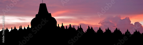 Indonesia, Java, Borobudur: Sunset