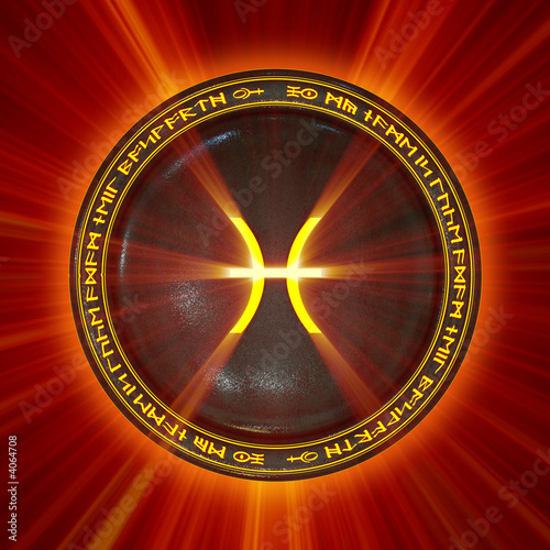Pisces star sign button illuminated from behind.
