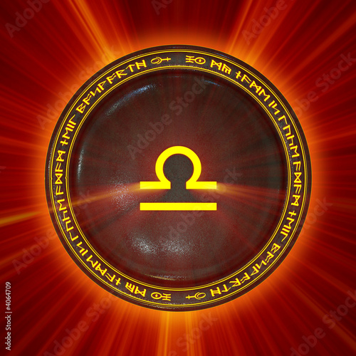 Libra star sign button illuminated from behind.