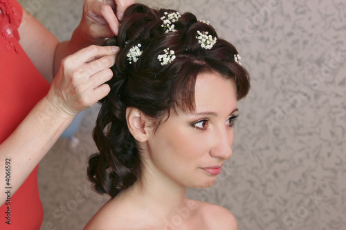 beautiful bride getting ready for wedding