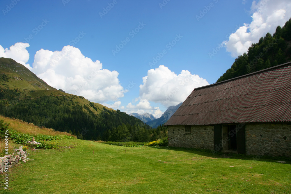 Alpine farm, horizontal Alpine farm, horizontal