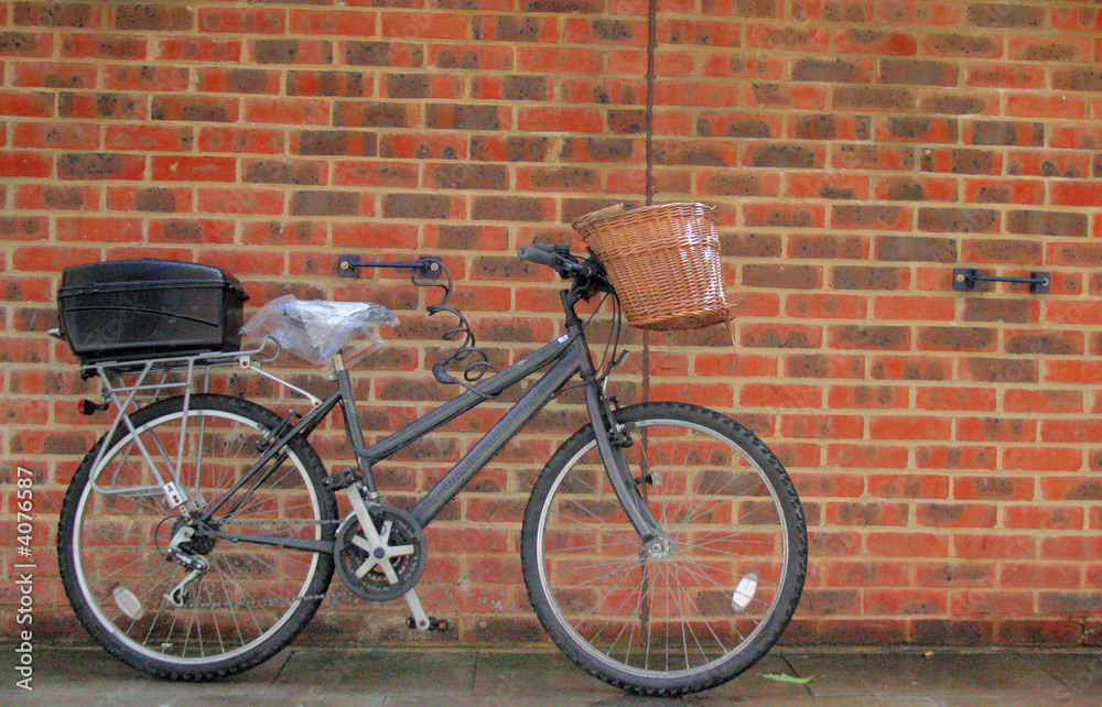 Bike against brick wall