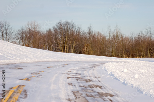 Snow Covered Road with a Right Turn © Sir_Eagle