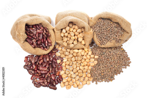 Lentils, chickpeas and red beans spilling out