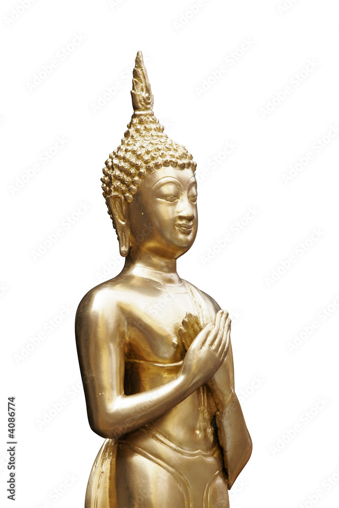 Statue de boudha sur fond blanc
