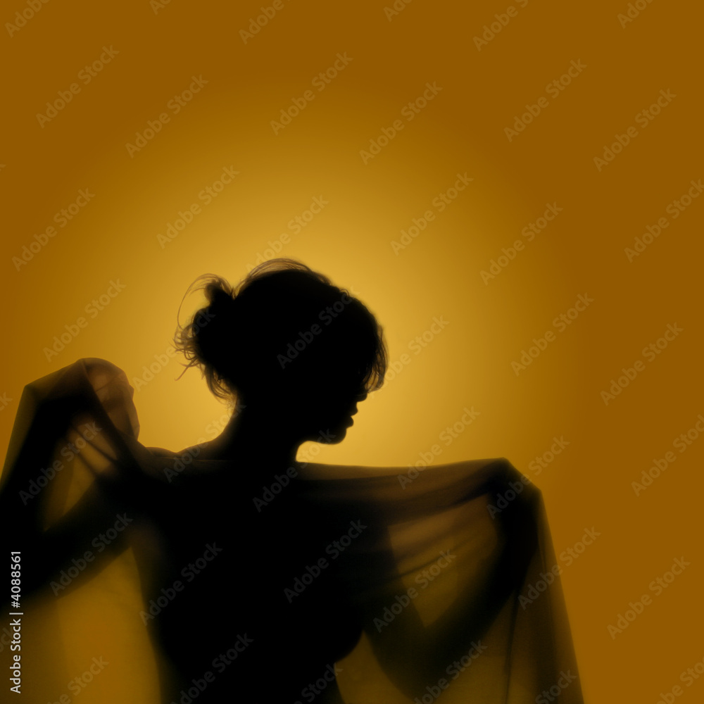 Girl with veil - A girl´s silhouette in yellow background